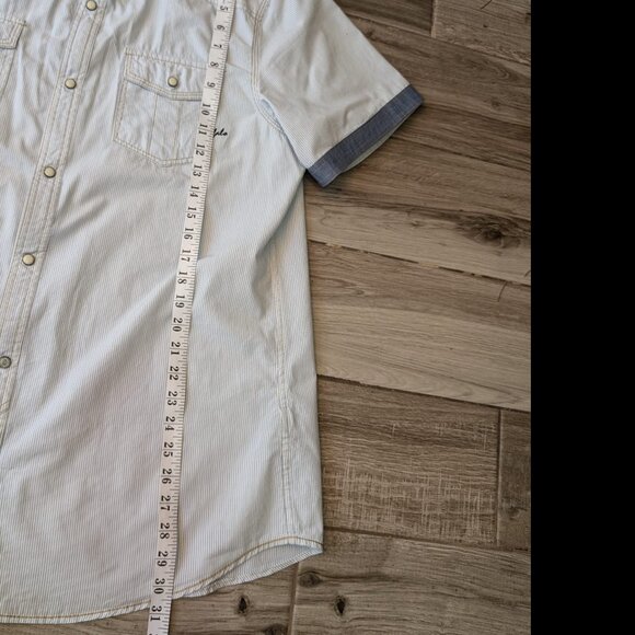 Buffalo David Bitton Men’s Western Snap Shirt Blue Pinstripe Short Sleeve Size L - Picture 7 of 9